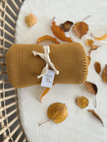 Load image into Gallery viewer, Mini &amp; Me - Cable Knit Baby Blanket - Mustard
