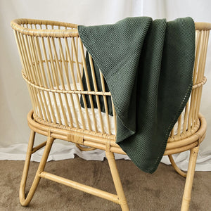 Mini & Me - Cable Knit Baby Blanket - Forrest Green