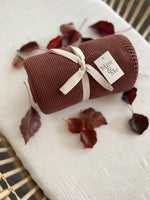 Load image into Gallery viewer, Mini &amp; Me - Cable Knit Baby Blanket - Rust
