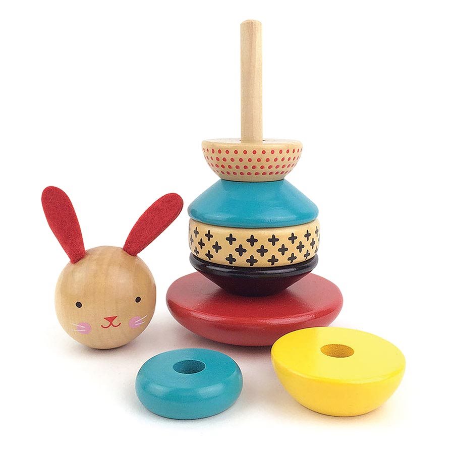 Petit Collage - Modern Bunny Wooden Stacking Toy
