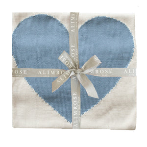 Alimrose - Baby Heart Blanket (80 x 100cm) - Natural & Blue