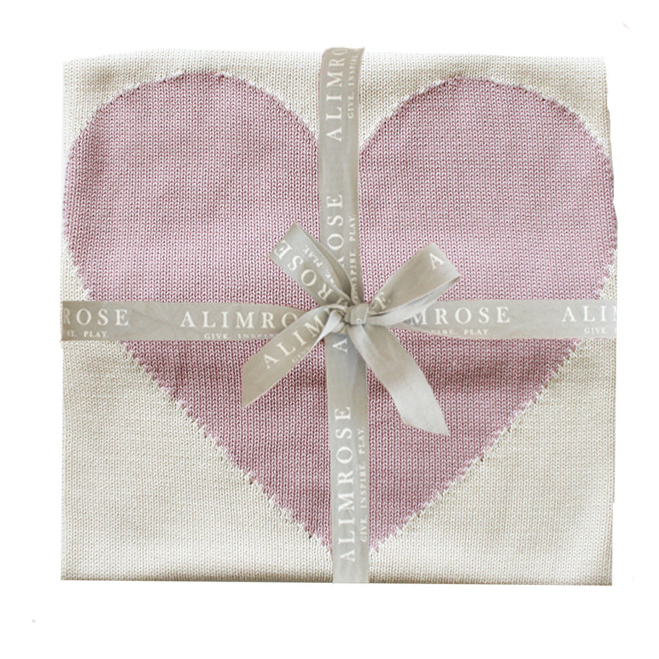 Alimrose - Baby Heart Blanket (80 x 100 cm) - Natural & Pink