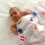 Load image into Gallery viewer, Proud Baby - Little Stars &amp; Stripes USA Muslin Swaddle
