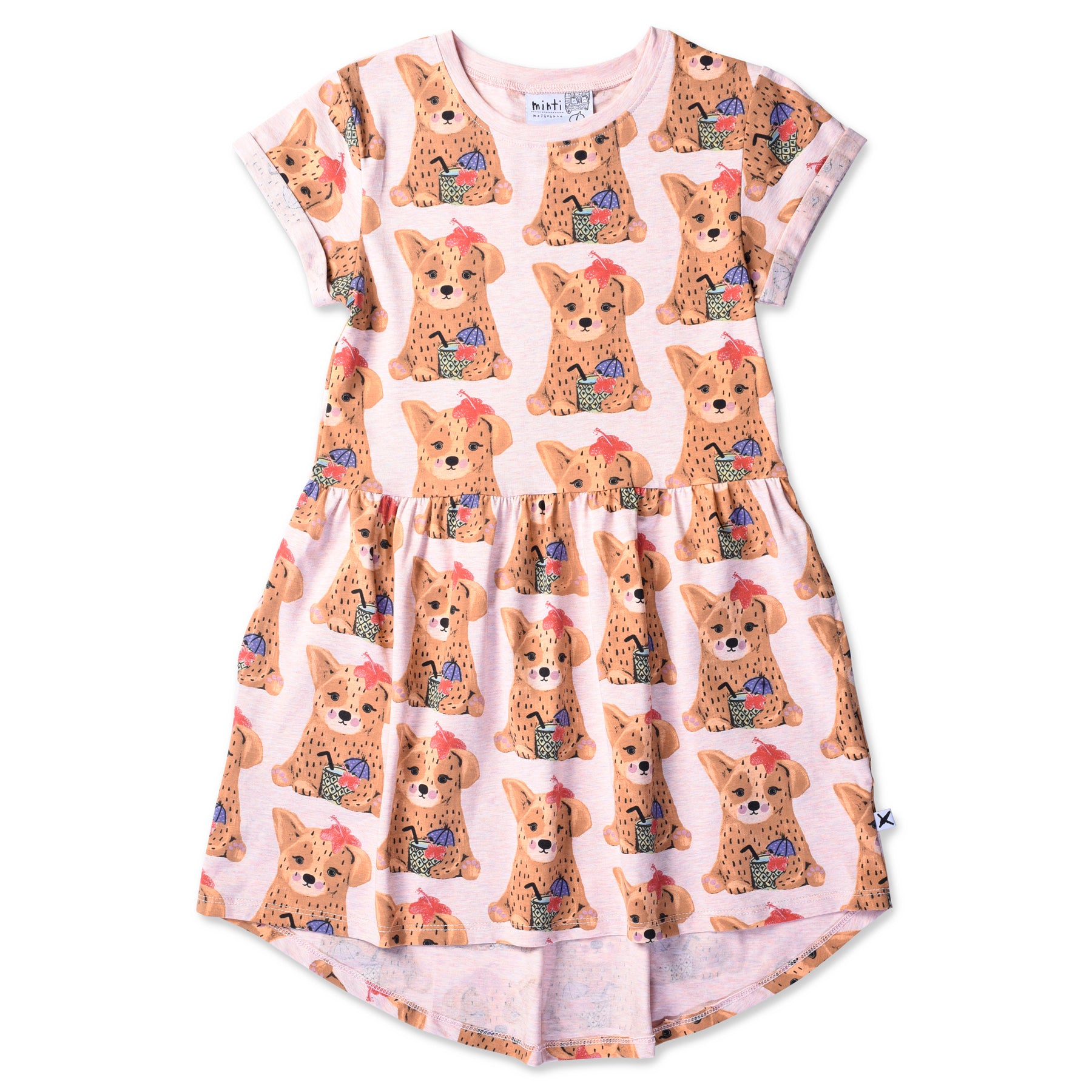 Minti - Poolside Puppy Dress - Peach Motley