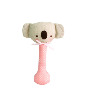 Alimrose - Baby Koala Stick Rattle Pink with White Spot