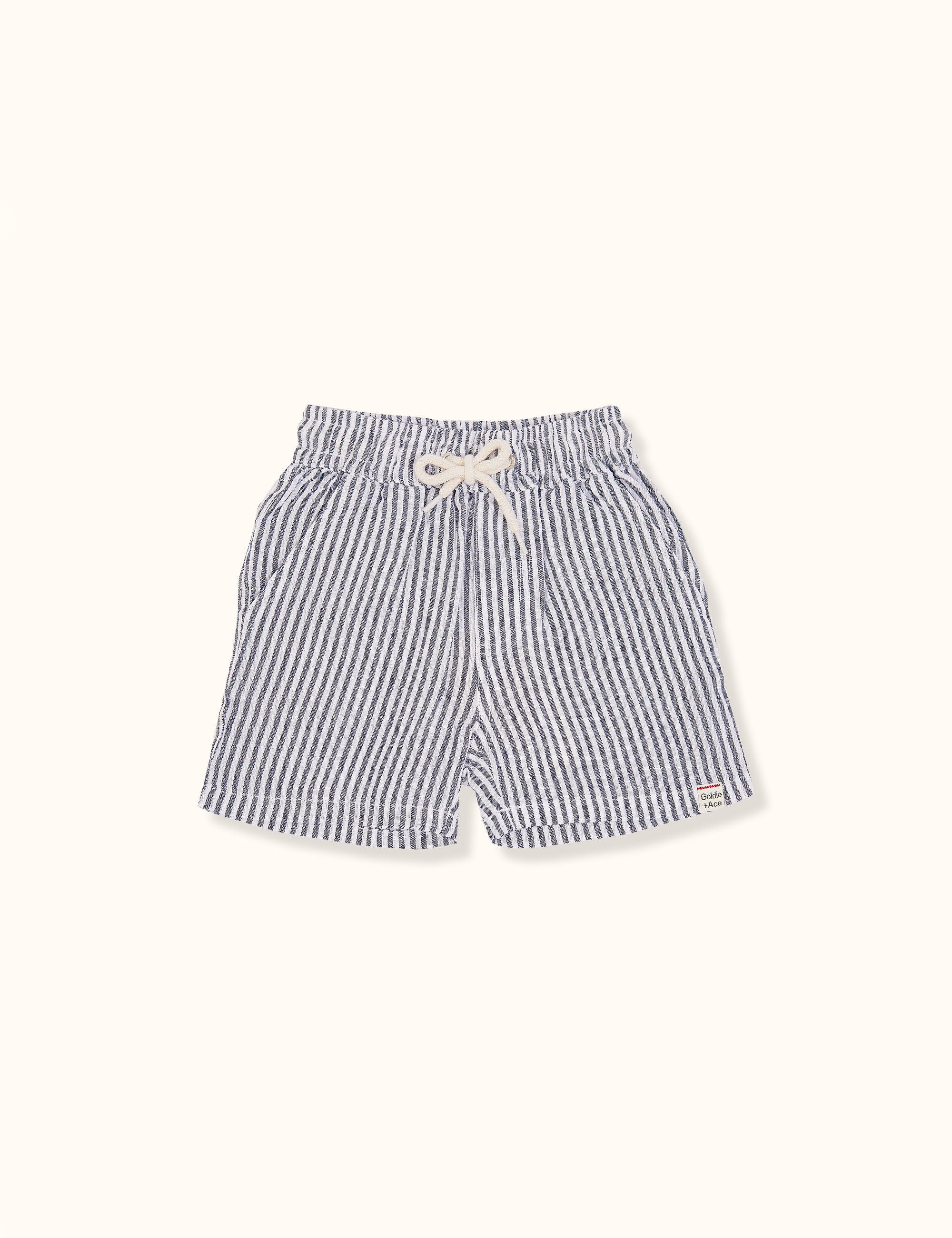 Goldie + Ace - Noah Stripe Linen Short (Navy Stripe)