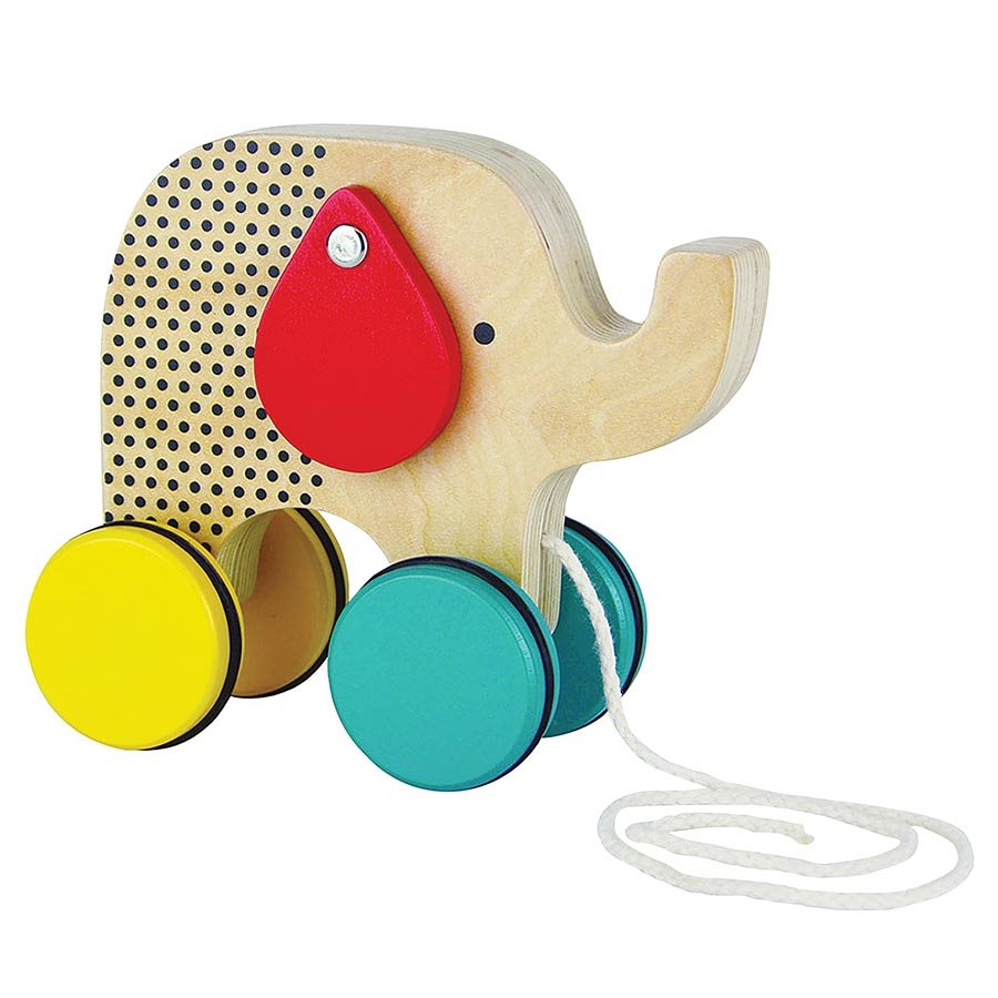 Petit Collag - Elephant Wooden Pull Along Toy