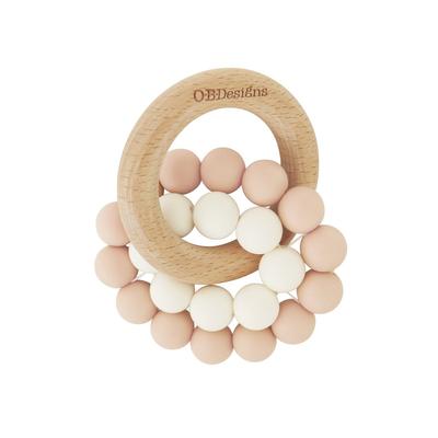 OB Designs - Blush Pink Eco-Friendly Teether / Organic Beechwood Silicone Toy