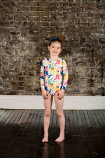 Load image into Gallery viewer, Rock Your Baby - Purrmaides Long Sleeve Rashie One-Piece Swim with Lining
