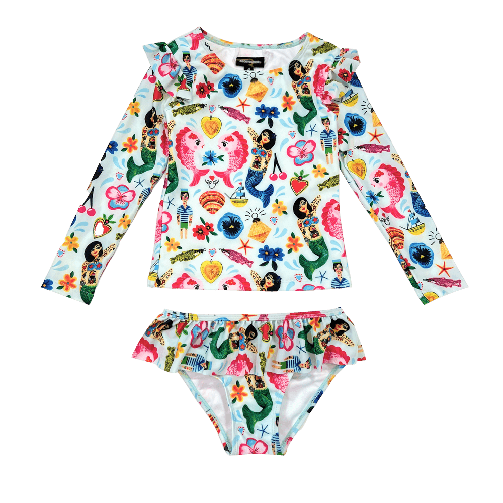 Rock Your Baby - Mermaids Long Sleeve Rashie Set with Lining