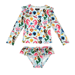 Load image into Gallery viewer, Rock Your Baby - Mermaids Long Sleeve Rashie Set with Lining
