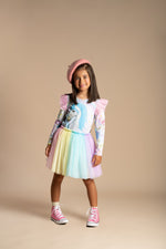 Load image into Gallery viewer, Rock Your Baby - Blue Unicorn Long Sleeve Circus Dress
