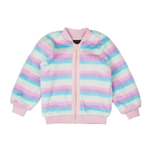 Rock Your Baby - Pastel Stripe Faux Fur Jacket