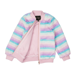 Rock Your Baby - Pastel Stripe Faux Fur Jacket