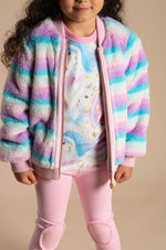 Load image into Gallery viewer, Rock Your Baby - Pastel Stripe Faux Fur Jacket
