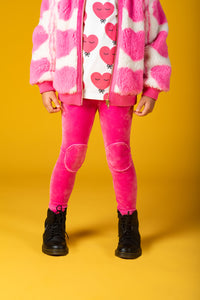 Rock Your Baby - Pink Velvet knee Patch Tights