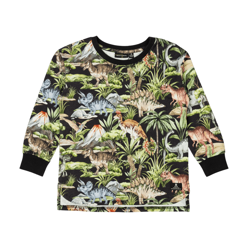 Rock Your Baby - Dino Jungle Long Sleeve Boxy Fit T-Shirt