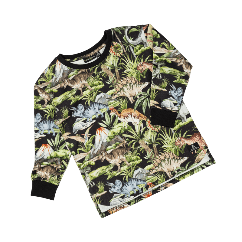 Rock Your Baby - Dino Jungle Long Sleeve Boxy Fit T-Shirt