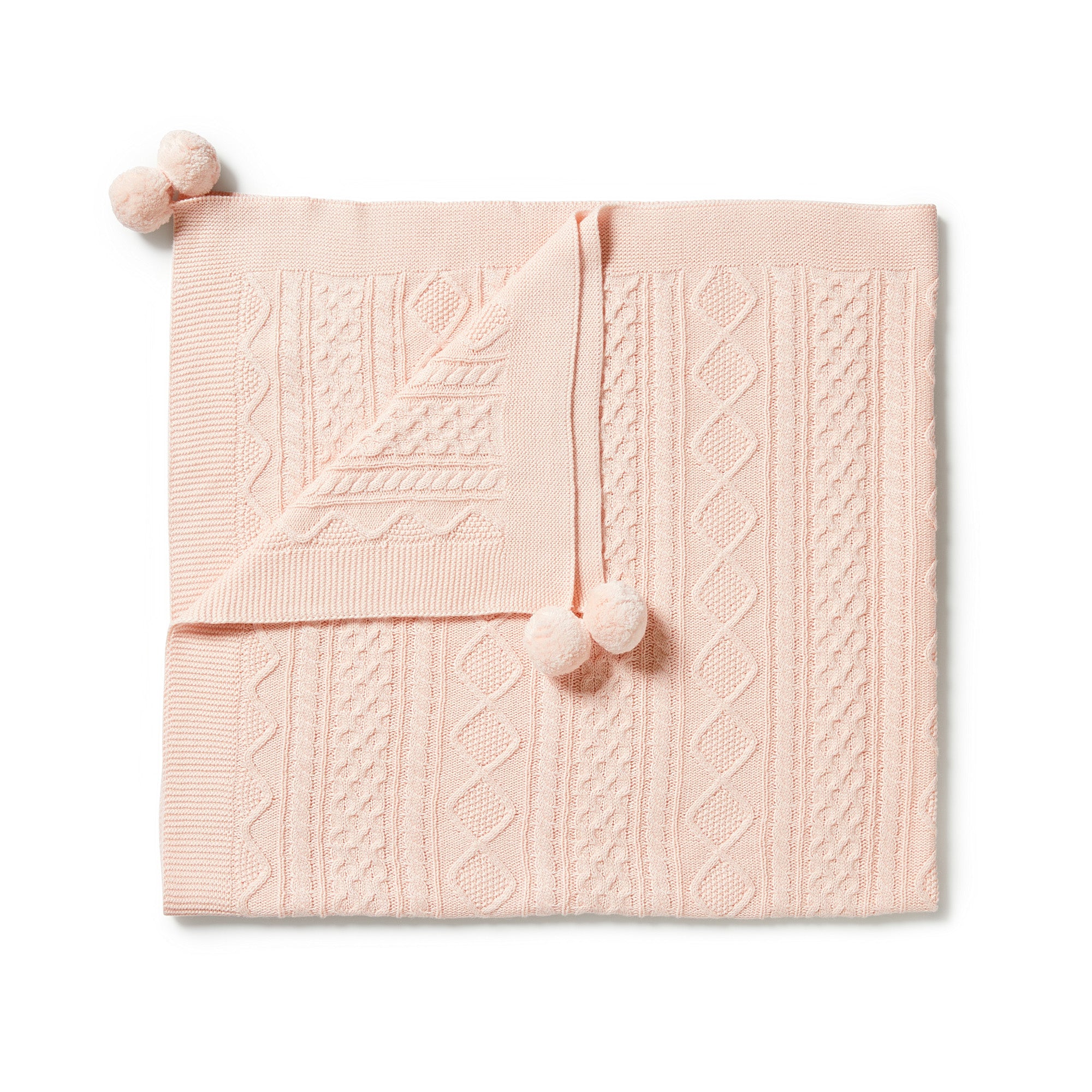 Wilson & Frenchy - Knitted Mini Cable Blanket - Blush