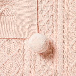Wilson & Frenchy - Knitted Mini Cable Blanket - Blush