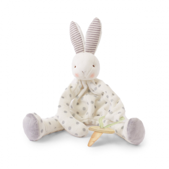 Soft Bunny Comforter & Dummy Holder (Grey Polka Dots)