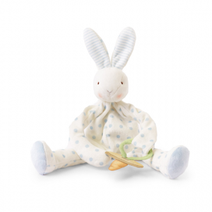 Soft Bunny Comforter & Dummy Holder (Blue Polka Dots)