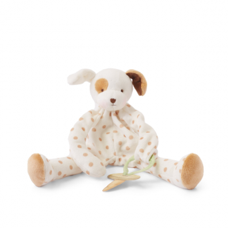 Soft Bunny Comforter & Dummy Holder (Tan Polka Dots)
