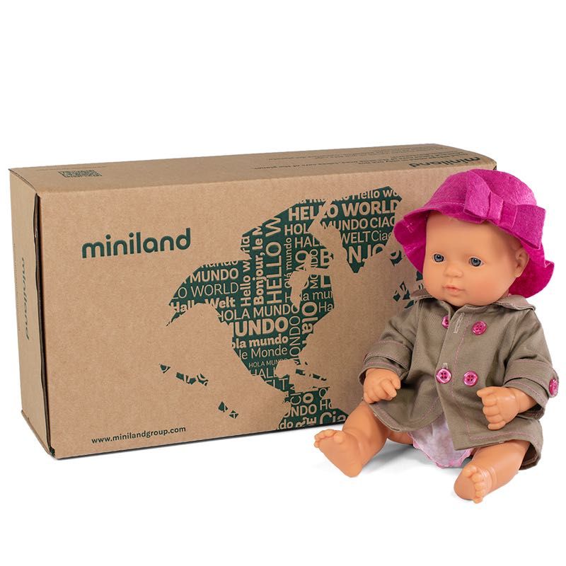 Miniland - Baby Doll Caucasian Girl & Outfit Boxed 32cm