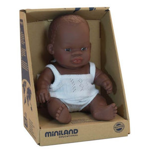 Miniland - Baby Boy Doll African 21cm