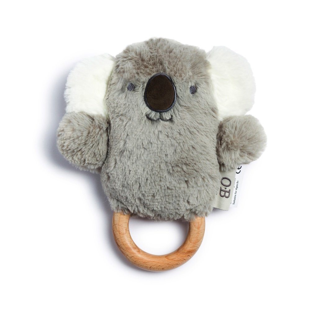 OB Designs - Wooden Teether / Baby Rattle & Teething Ring - Kelly Koala