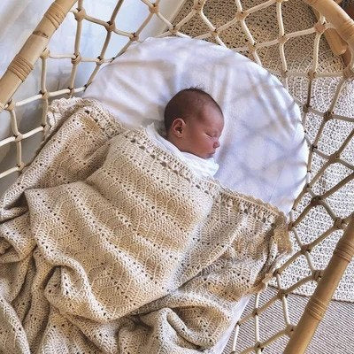 OB Designs - Vanilla Handmade Crochet Baby Blanket