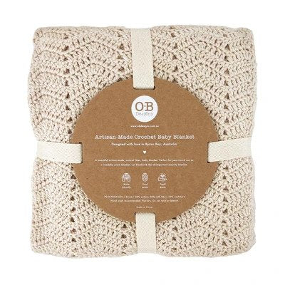 OB Designs - Vanilla Handmade Crochet Baby Blanket